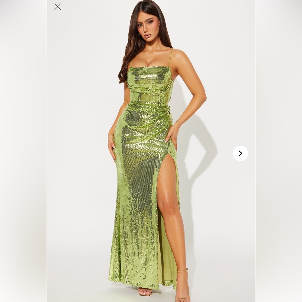Green sequin dress